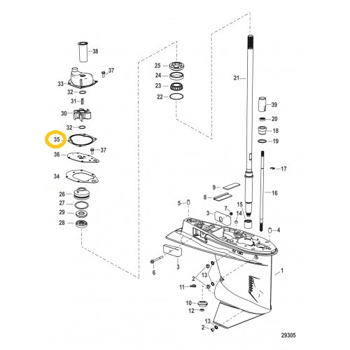 27-822189 Mercury Mariner Upper Water Pump Gasket 